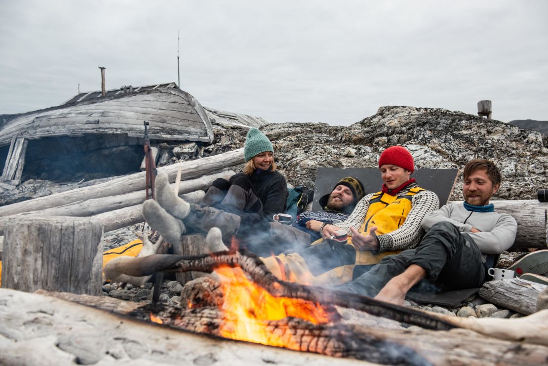 Writer Terry Ward, left, with crew members Jon Grantangen, Andreas B. Heide and Ivan Kutasov.