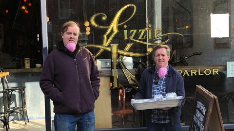 Gerry Reilly, left, with his business partner, Johnny Ryan, hopes to secure a rent discount for their Brooklyn bar, Lizzie King's Parlor.