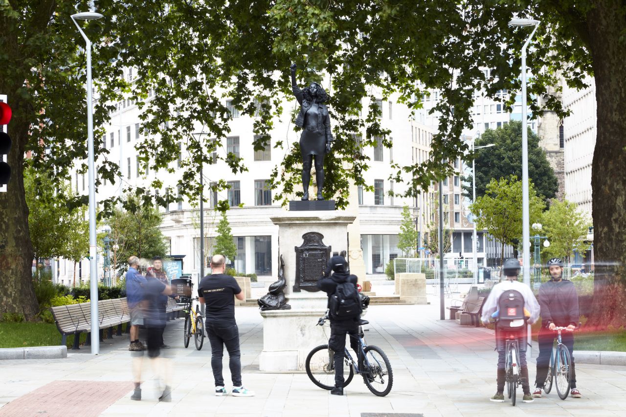 The statue placed where a monument to slave trader Edward Colston once stood.