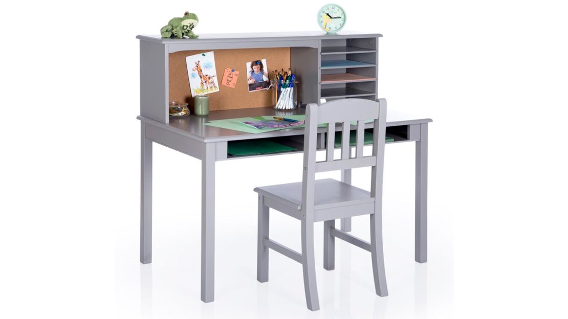 Glaser Kid's Writing Desk and Chair Set with Hutch