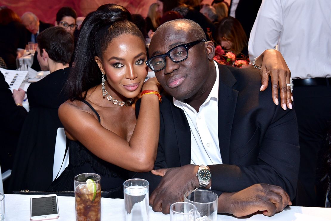 Edward Enninful pictured with friend Naomi Campbell in New York in 2017.