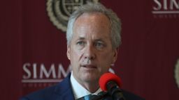 Mayor Greg Fischer makes remarks during a press conference at Simmons College on Monday, June 15, 2020.Simmons09