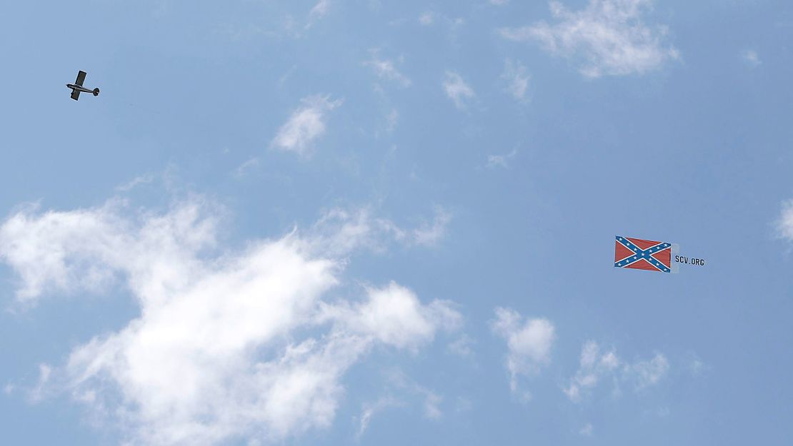 A Confederate flag is flown over the Bristol Motor Speedway.