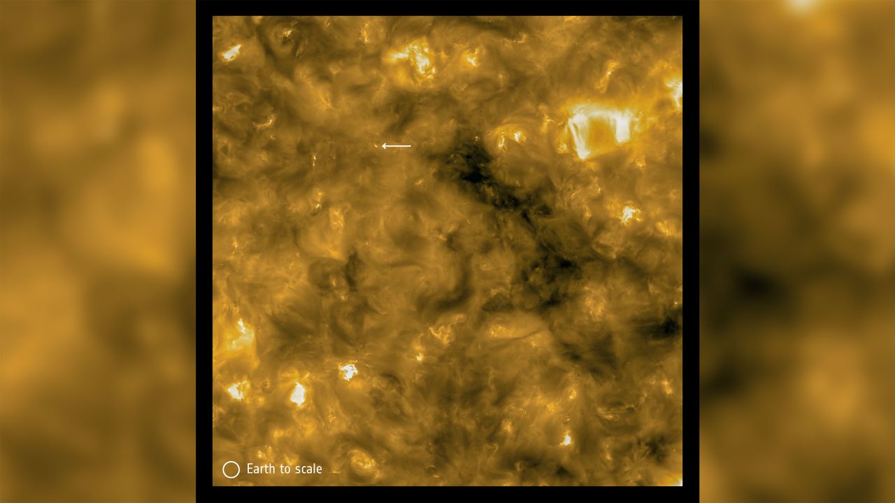 This image taken by the Extreme Ultraviolet Imager reveals "campfires" near the surface of the sun.