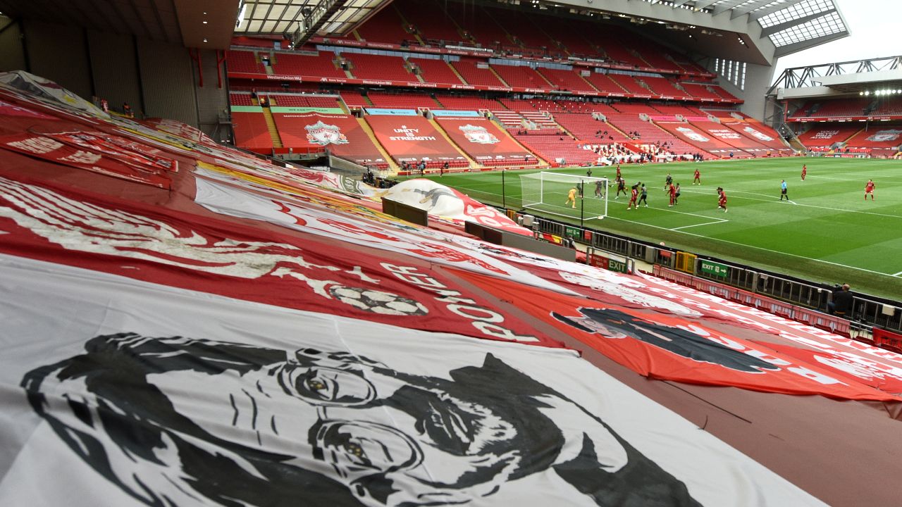 A general view of the The Kop during Liverpool's Premier League match against Aston Villa at Anfield.