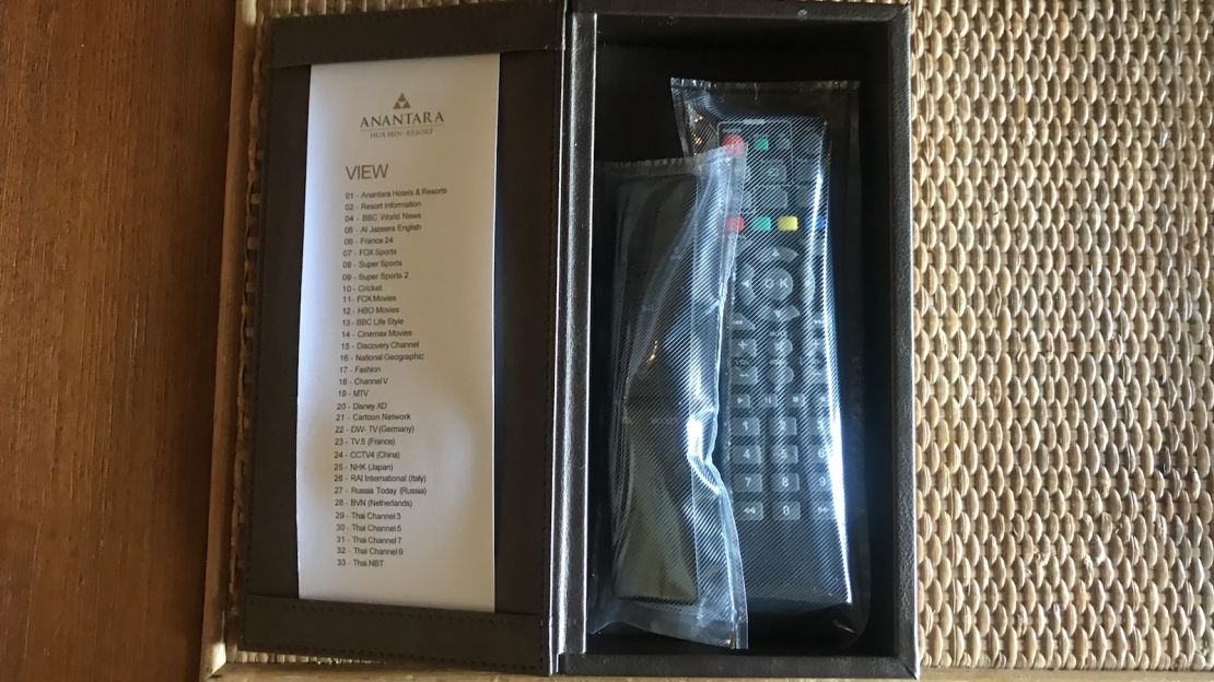 To make cleaning easier after guests' departure, all remote controls have been wrapped in plastic.