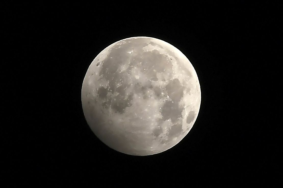 The full moon during the penumbral lunar eclipse is shown here, as seen from Kathmandu on January 11. 