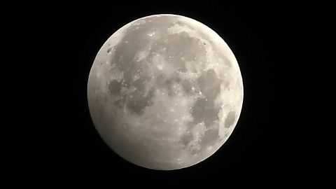 The full moon during the penumbral lunar eclipse is shown here, as seen from Kathmandu on January 11.