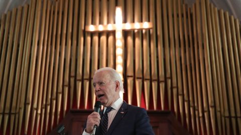 Joe Biden speaks during a worship event at the Brown Chapel AME Church on March 1, 2020, in Selma, Alabama.