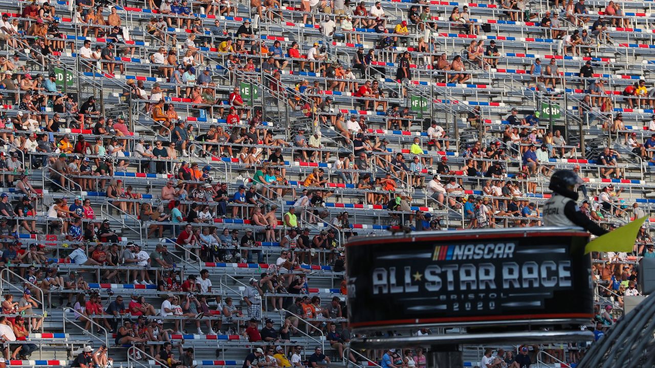 NASCAR fans watch the Cup Series All-Star Race in Bristol, Tennessee, on Wednesday, July 15. Bristol Motor Speedway has a capacity of about 140,000 people, but because of social-distancing measures, <a href="https://www.cnn.com/2020/07/16/motorsport/nascar-confederate-flag-bristol-speedway-trnd-spt-intl/index.html" target="_blank">organizers were only allowed to sell up to 30,000 tickets.</a>