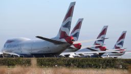 British Airways Boeing 747 aircraft parked at Bournemouth airport after the airline reduced flights amid travel restrictions and a huge drop in demand as a result of the coronavirus pandemic. (Photo by Andrew Matthews/PA Images via Getty Images)