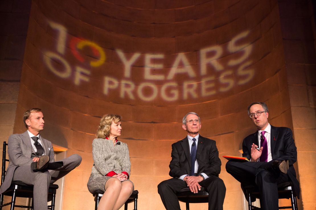 Birx, then the Ambassador at Large and Coordinator of US Government Activities to Combat HIV/AIDS, alongside Dr. Anthony Fauci, speaking onstage at the 10th anniversary leadership gala of the Friends Of The Global Fight Against AIDS, Tuberculosis and Malaria, December 2, 2014 in Washington, DC.