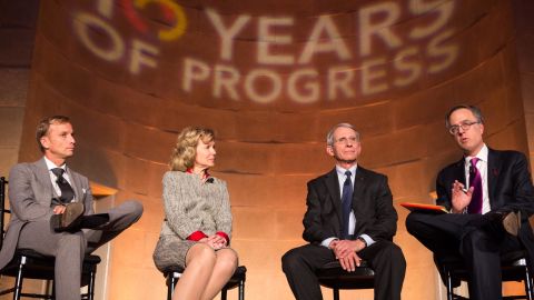 Birx, then the Ambassador at Large and Coordinator of US Government Activities to Combat HIV/AIDS, alongside Dr. Anthony Fauci, speaking onstage at the 10th anniversary leadership gala of the Friends Of The Global Fight Against AIDS, Tuberculosis and Malaria, December 2, 2014 in Washington, DC.