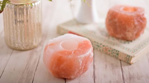 Natural Himalayan Salt Lamp with Salt Candle Holders
