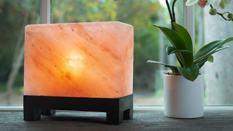 Authentic Natural Himalayan Salt Lamp Hand-Carved Modern Rectangle