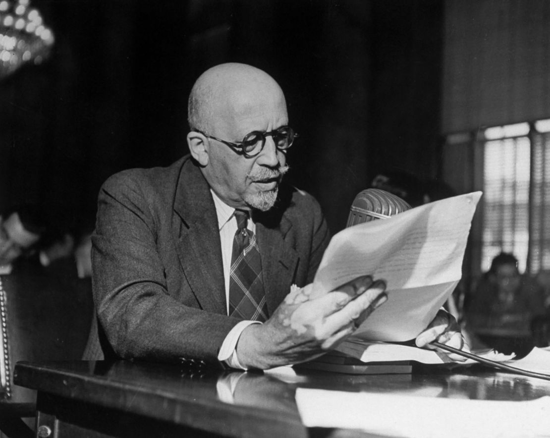 Educator William E. B. DuBois testifying on the UNCIO (United Nations Conference on International Organization) charter during hearings by the Senate Foreign Relations Committee. 