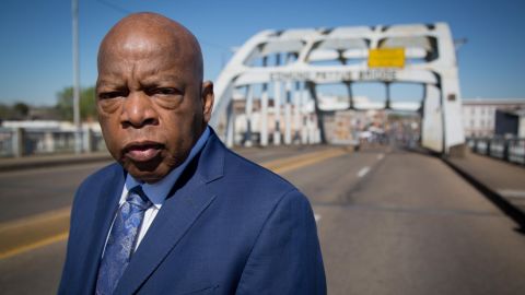 Congressman Lewis is seen here in Selma, Alabama. The beloved civil rights icon passed away on July 17 last year.