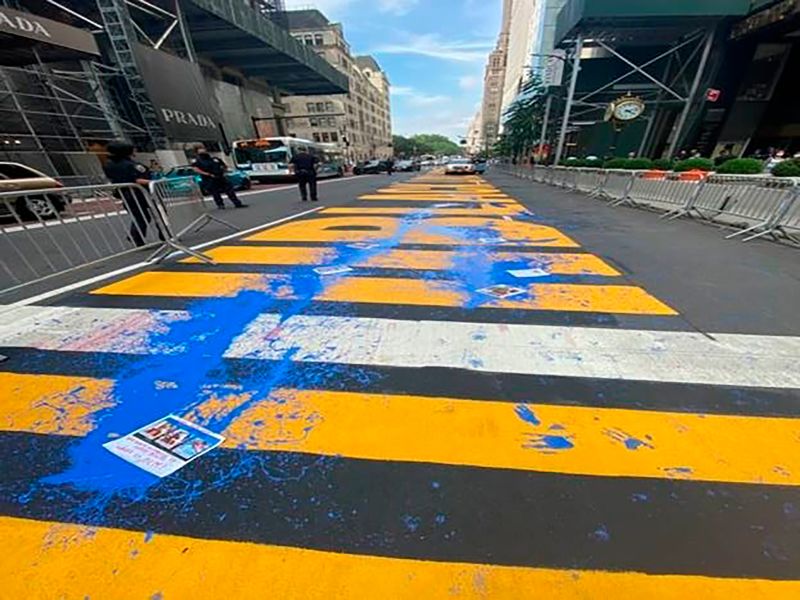 Black Lives Matter Street Mural In Front Of Trump Tower Vandalized ...