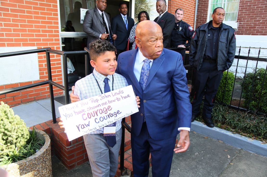 Rep. John Lewis and Tybre Faw in Selma, Alabama, in March 2018.