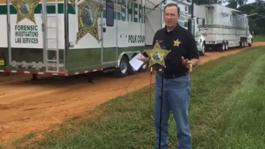 Sheriff Grady Judd gives a press conference on the triple homicide in Polk County, Florida. 