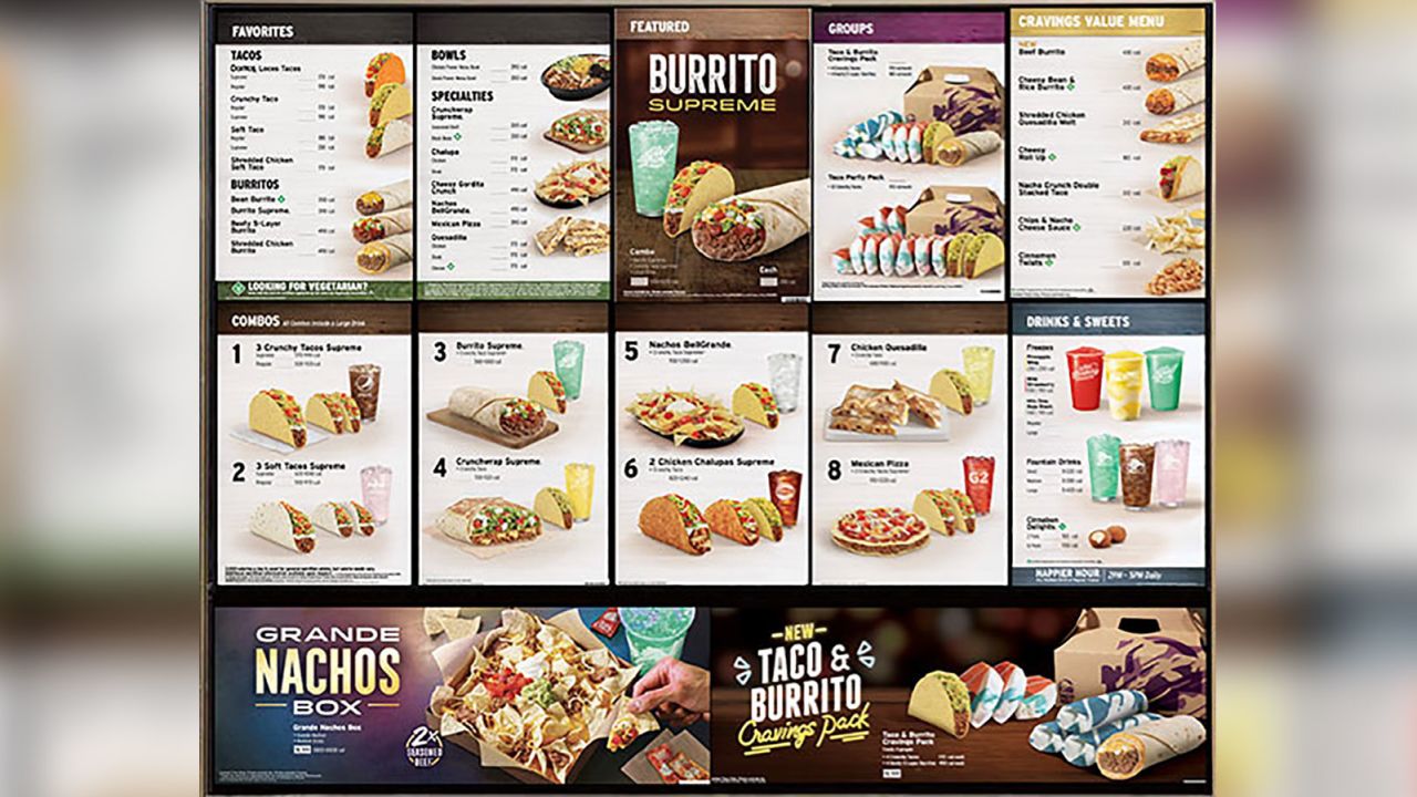 What Taco Bell's simplified menuboard will look like in August. 