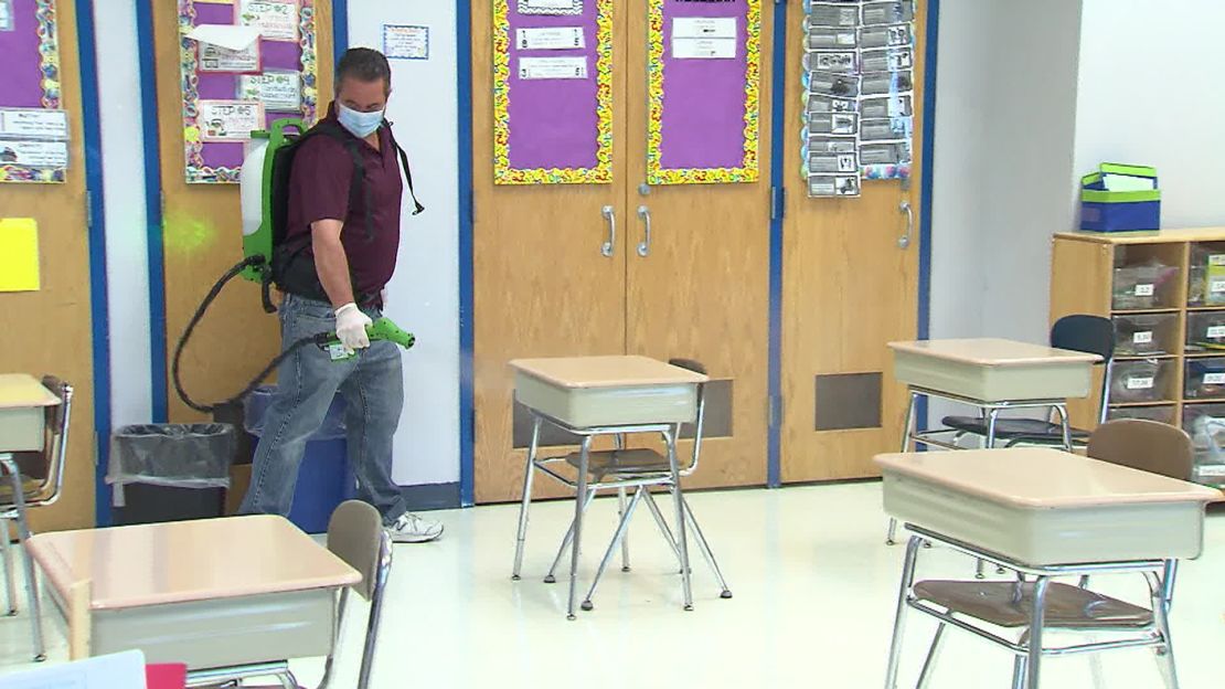 Classrooms used for looking after the children of essential workers are cleaned frequently.