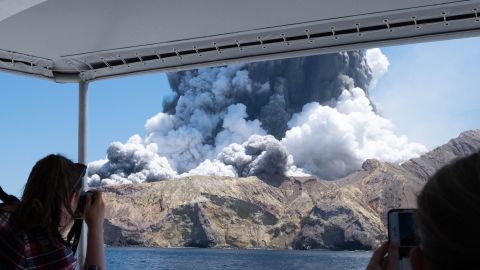 White Island (Whakaari) volcano erupts in the Bay of Plenty, New Zealand, on 9 December, 2019. 
