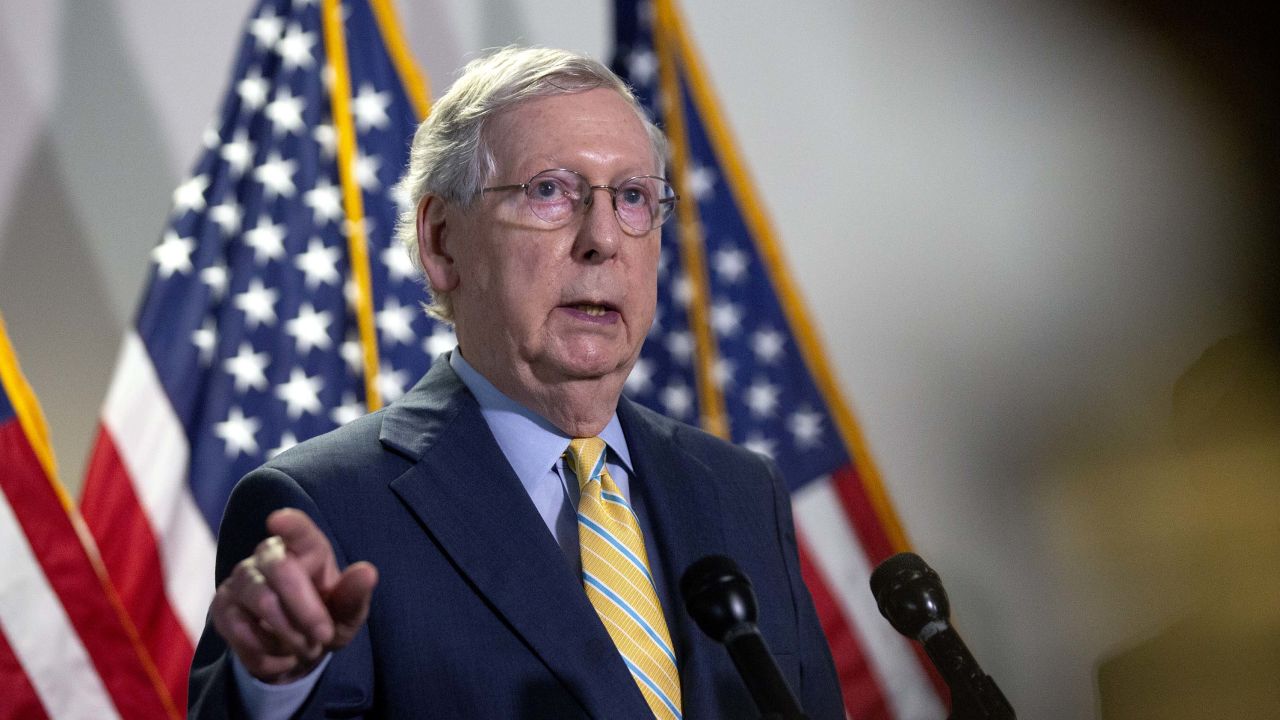 WASHINGTON, DC - JUNE 30: Senate Majority Leader Mitch McConnell (R-KY) speaks during a press conference following the weekly Senate Republican policy luncheon in the Hart Senate Office Building on June 30, 2020 in Washington, DC.  McConnell stated that a briefing could be arranged for Senators to get more information on the report that Russia offered bounty to the Taliban to kill American soldiers.  (Photo by Stefani Reynolds/Getty Images)