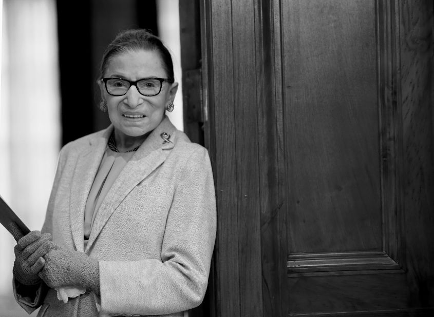 Ginsburg gives a keynote address at Columbia University in February 2018.