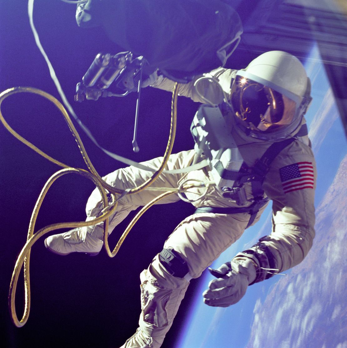 Astronaut Ed White during the first American spacewalk.
