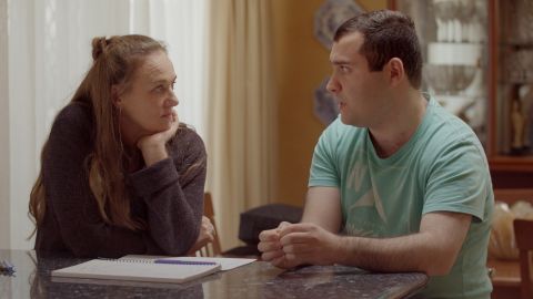Counselor Jodi Rodgers and Michael in "Love on the Spectrum."