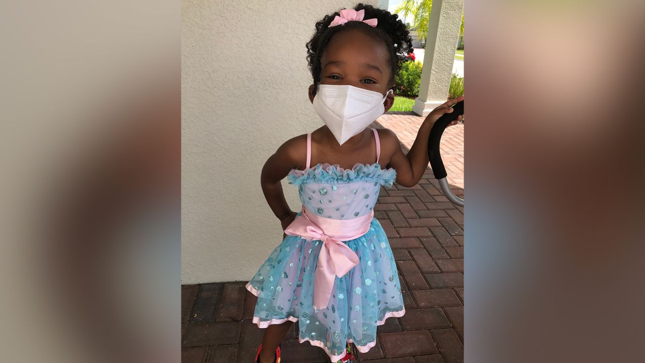 Ava Elmore, 2.5-year-old daughter, is a mask-wearing pro.