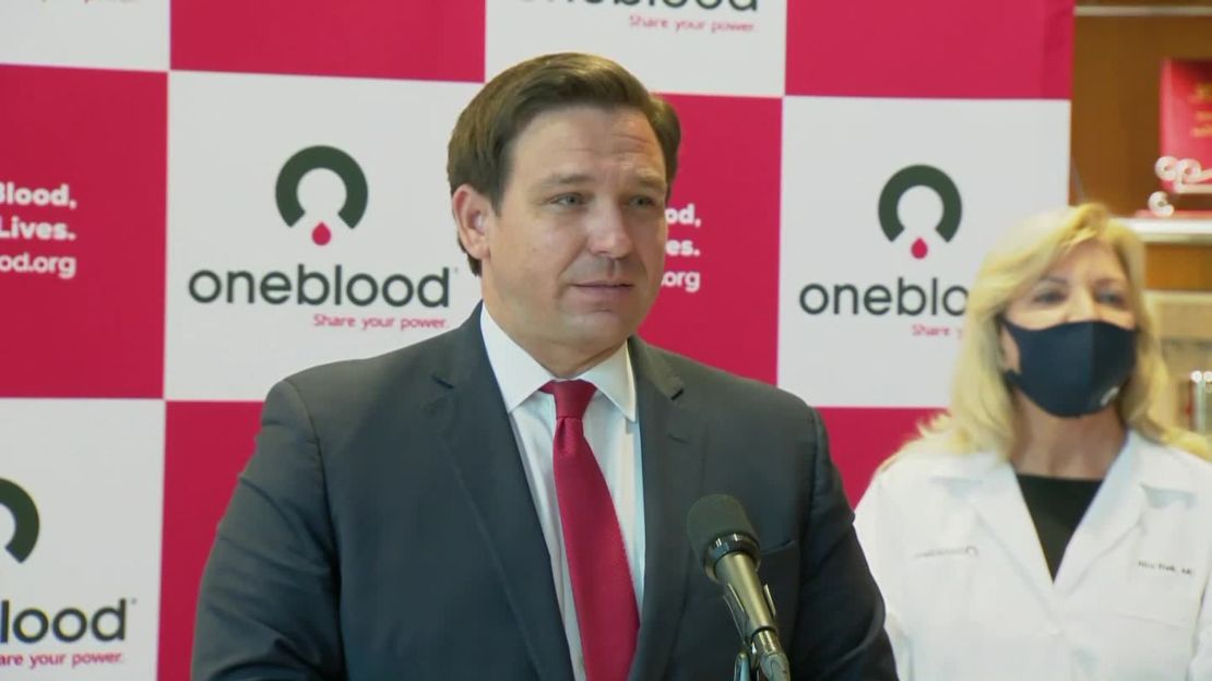 Florida Gov. Ron DeSantis speaks during a July news briefing.