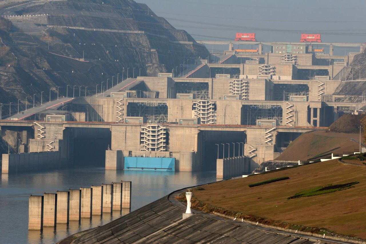 The ship locks of the Three Gorges Dam captured in a photo on December 4, 2004.<br />