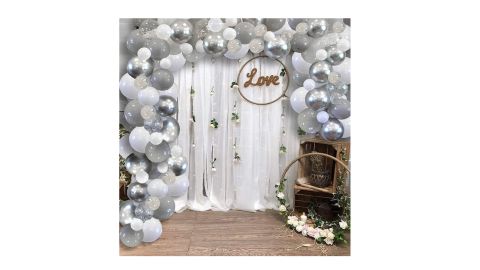 Light Gray Metallic Silver White Balloon Garland Arch Kit