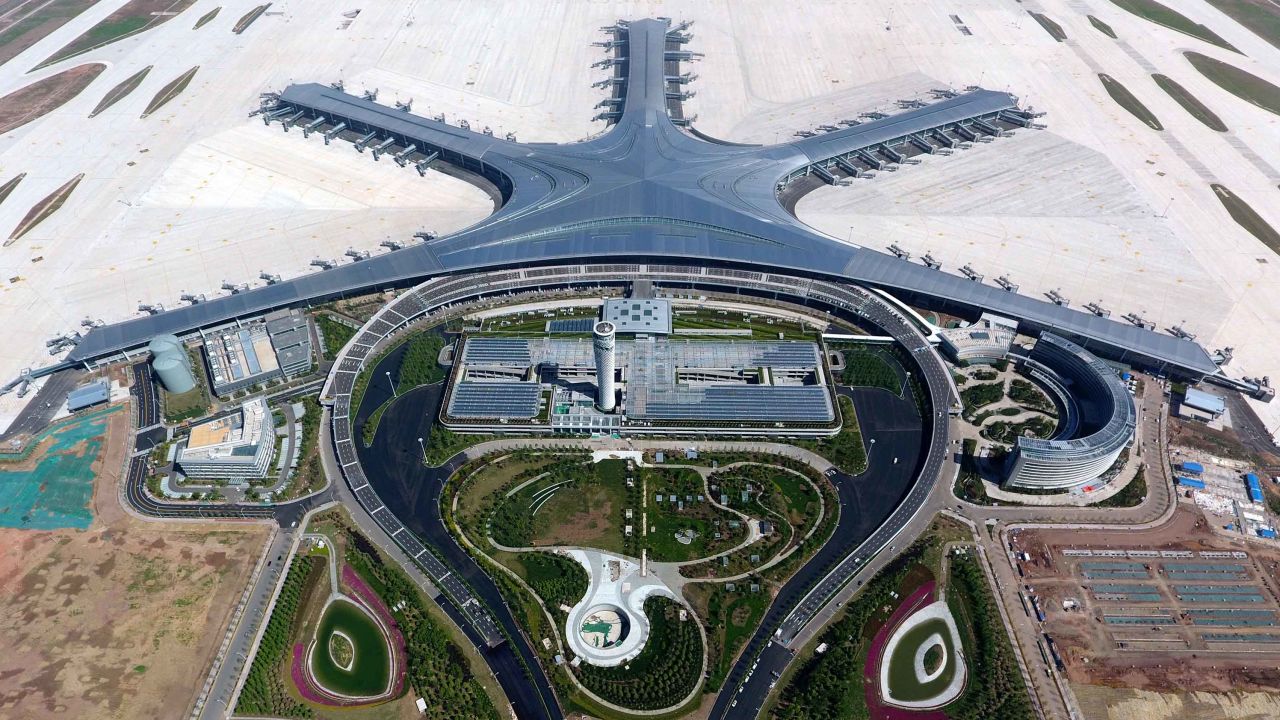An aerial view of Qingdao Jiaodong International Airport on May 12, 2020.