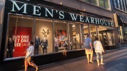 A Men's Wearhouse clothing store is seen in New York on Tuesday, June 16, 2015. Tailored Brands, formerly Men's Wearhouse, announced that is will be closing approximately 250 stores including some Jos A. Bank stores which it acquired in 2014.
