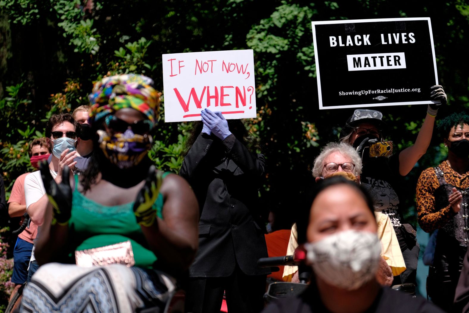 Protesters gather in Terry Schrunk Plaza on May 29, days after George Floyd's death in Minneapolis.