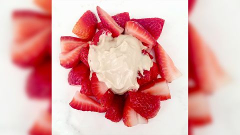 Strawberries with chamomile cashew cream make for a great summer desert.