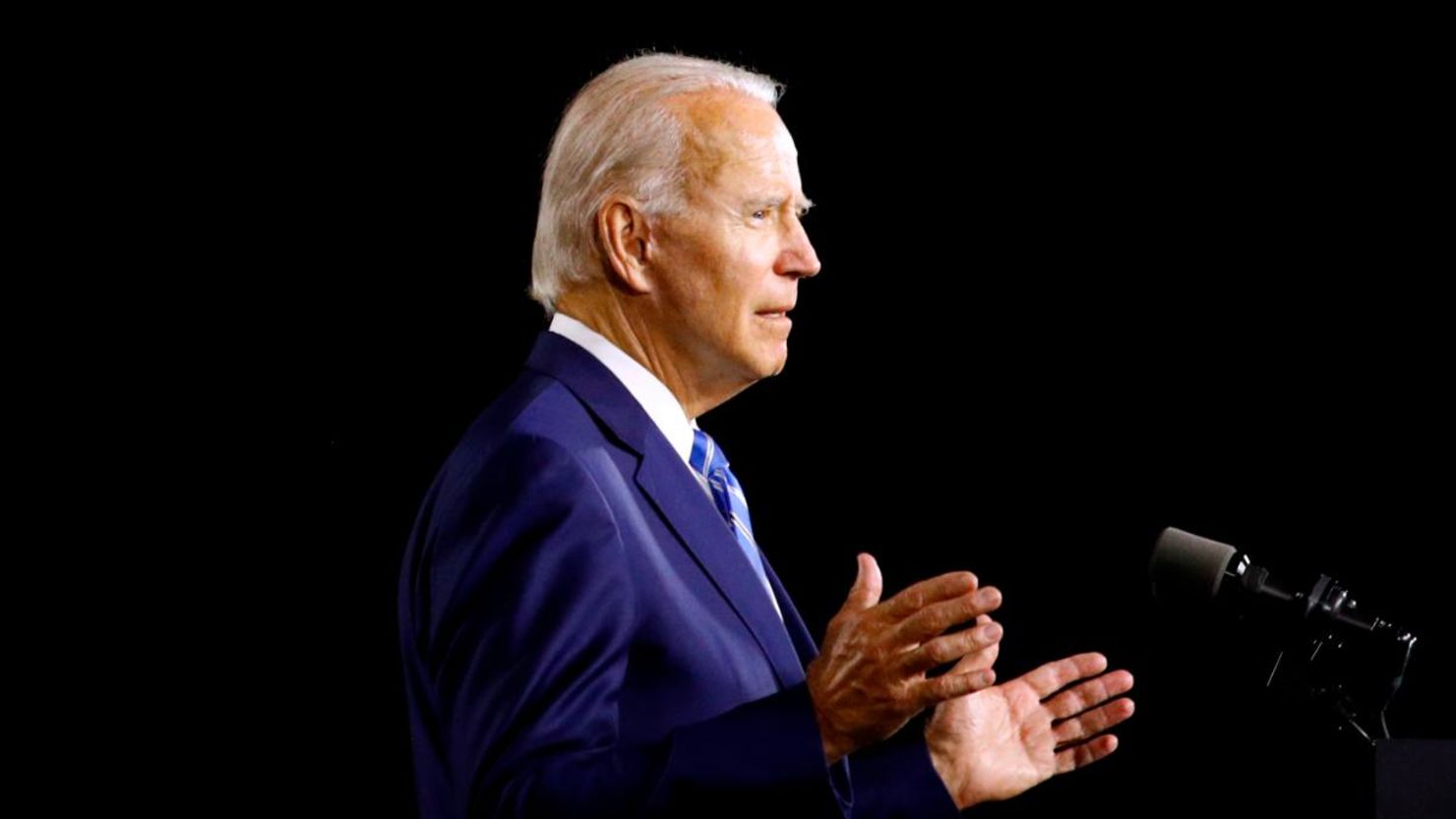 Joe Biden speaks during a campaign event on July 14, 2020.