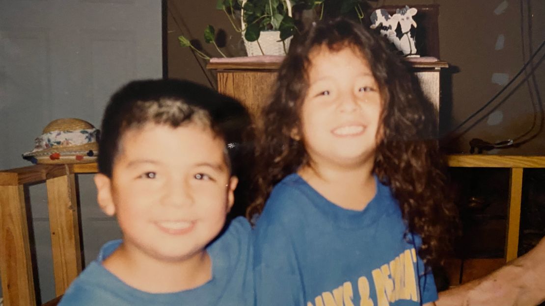 A childhood photo of Jubal Ortiz of McAllen, Texas, and his sister, Jessica Ortiz. Jubal passed away on July 3 due to Covid-19.
