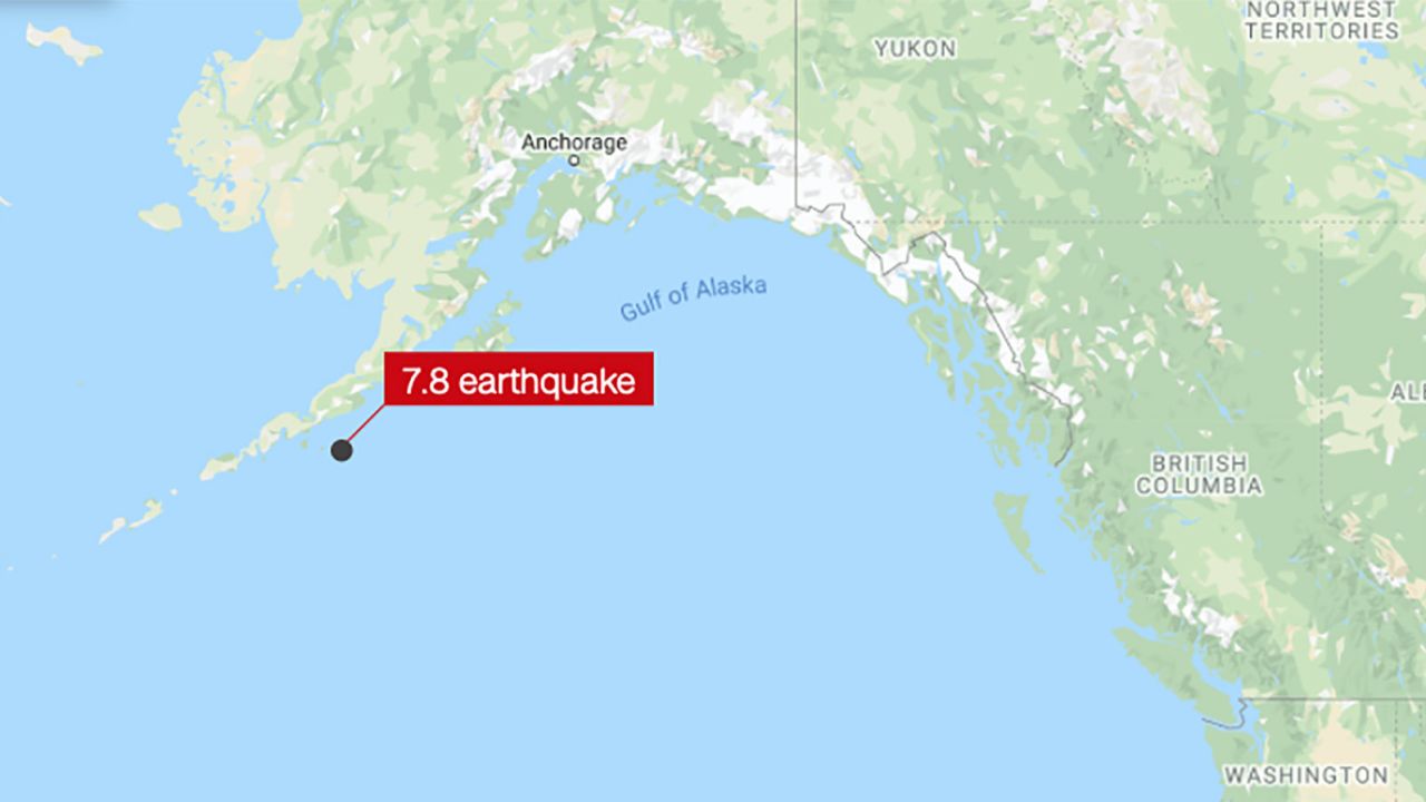 A magnitude 7.8 earthquake struck off the coast of Alaska late Tuesday.