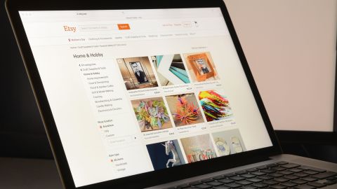 Etsy website on a laptop computer