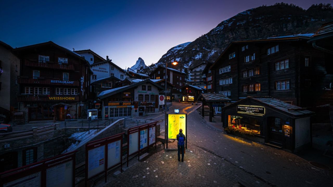 <strong>Zermatt, Switzerland:</strong> The streets of the Alpine ski resort lie empty on March 18, days after the Swiss government declared a state of emergency in order to combat the coronavirus pandemic. <br />