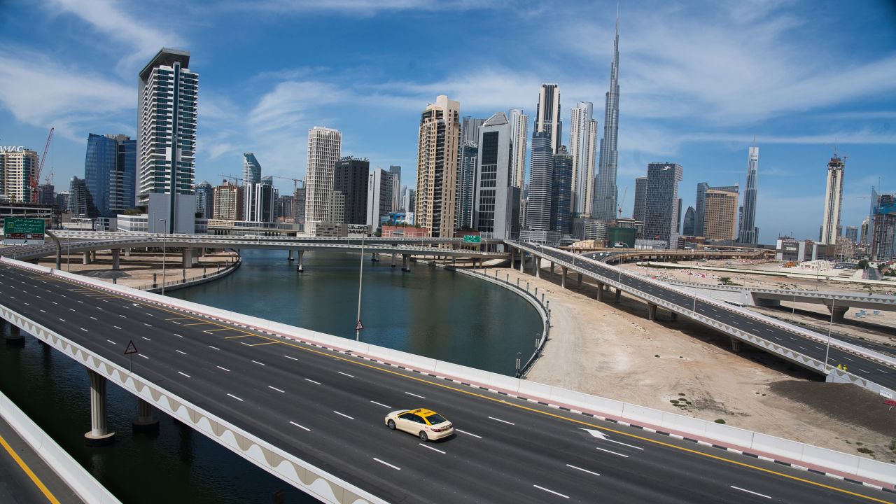 <strong>Dubai, United Arab Emirates:</strong> During a 24-hour lockdown on April 6, a lone taxi cab cruises down a typically gridlocked highway. <br />
