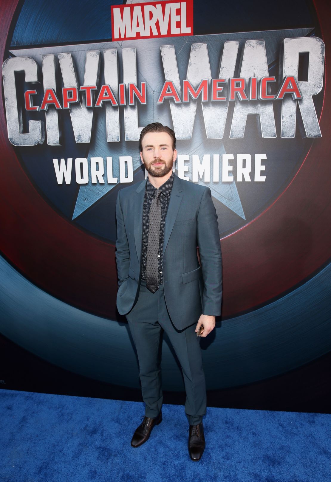 Chris Evans at the world premiere of Marvel's "Captain America: Civil War" at Dolby Theatre in 2016 in Los Angeles.  