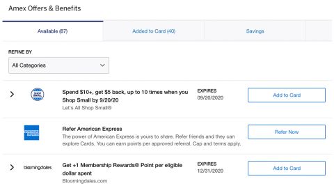 Amex Offers are listed on the American Express website and in the Amex app.