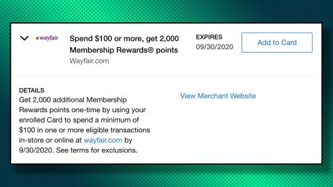 One version of an Amex Offer at Wayfair that earns bonus points.