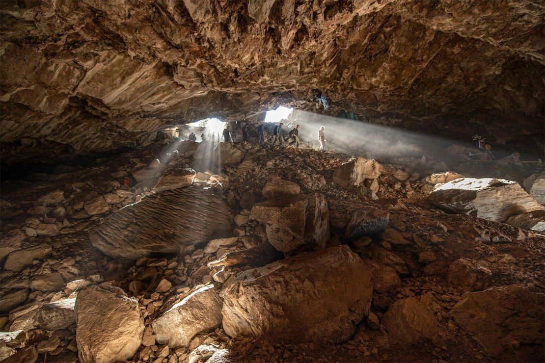 Team members work inside Chiquihuite Cave.