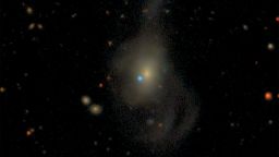 The blue dot marks the approximate location of the supernova event, dubbed SN2019yvq, which occurred in a relatively nearby galaxy 140 million light-years from Earth, very close to tail of the dragon-shaped Draco constellation. 